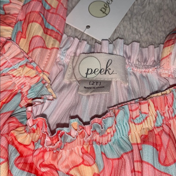 NWT PEEK Orange & Blue Ribbed Babydoll Top 2T Retro Design - Picture 5 of 9